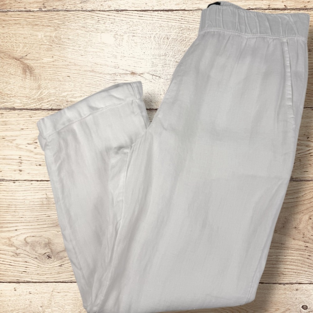RACHEL ROY Women's Linen Cuffed Crop Pants - Size M - White